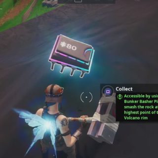 Fortbyte challenges: Accessible by using the Bunker Basher Pickaxe to smash the rock at the highest point of the volcano rim  
