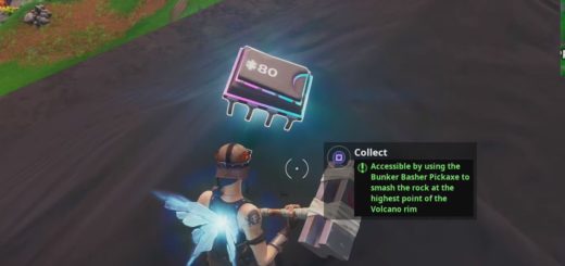 Fortbyte challenges: Accessible by using the Bunker Basher Pickaxe to smash the rock at the highest point of the volcano rim  