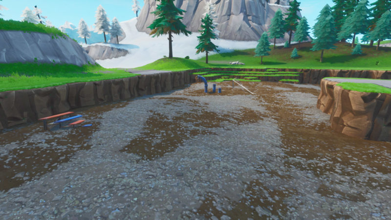 The football stadium near Tilted Town turned into a crater  