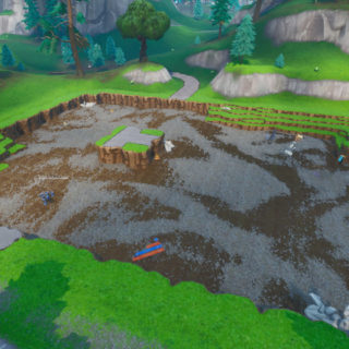 The football stadium near Tilted Town turned into a crater  