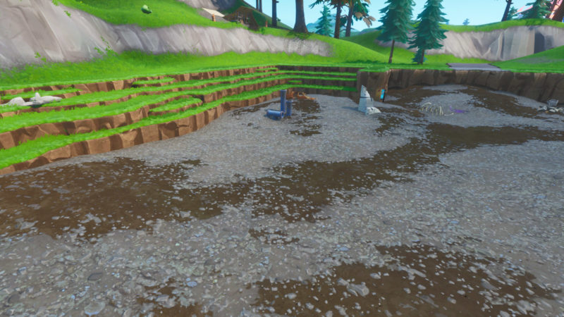 The football stadium near Tilted Town turned into a crater 