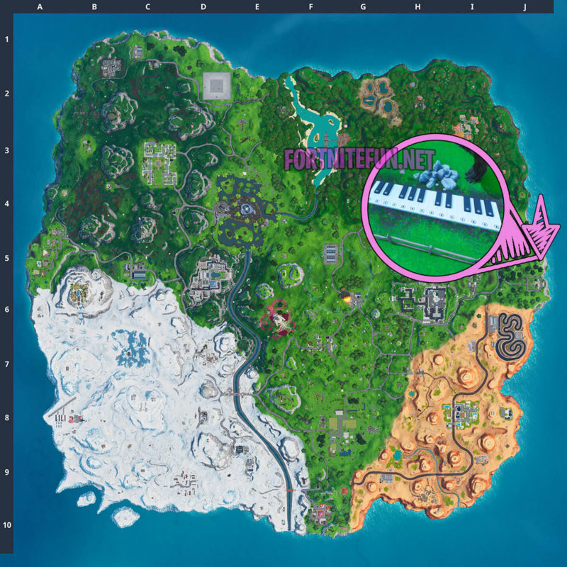 Visit an Oversized Piano and Play The Sheet Music at an Oversized Piano - Fortnite Boogie Down 