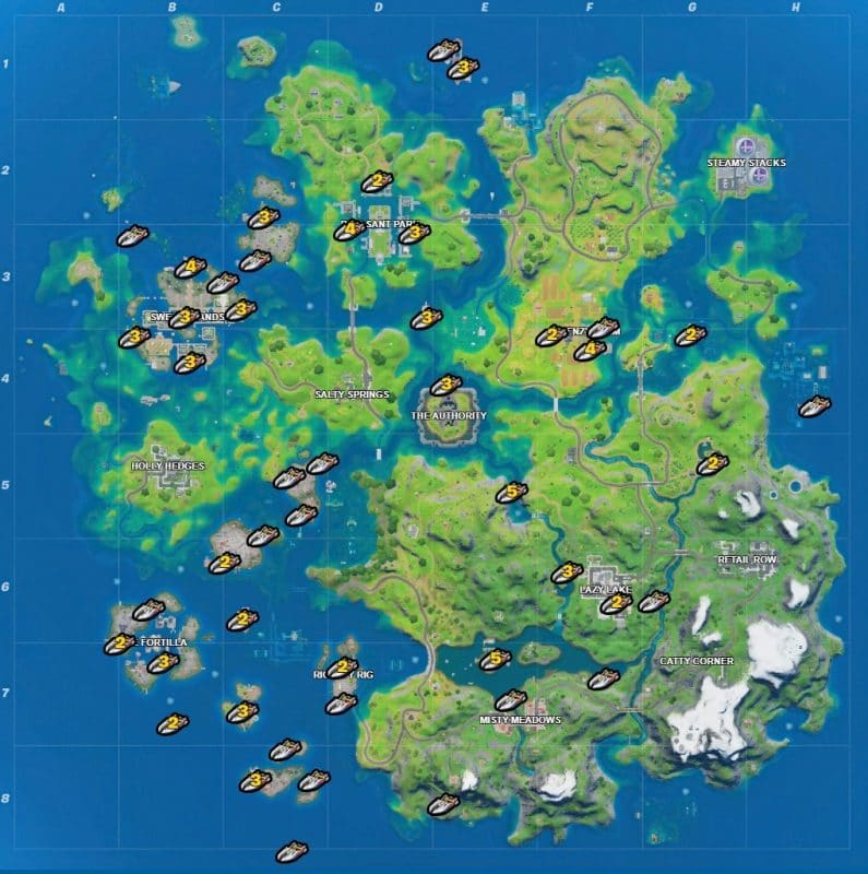 Fortnite Motorboats - all spawn locations