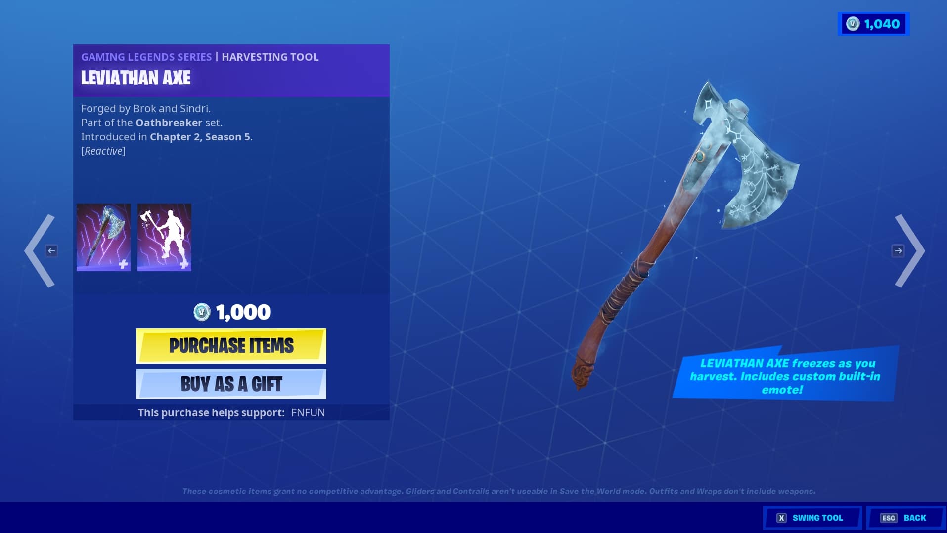 How much is the leviathan axe in fortnite