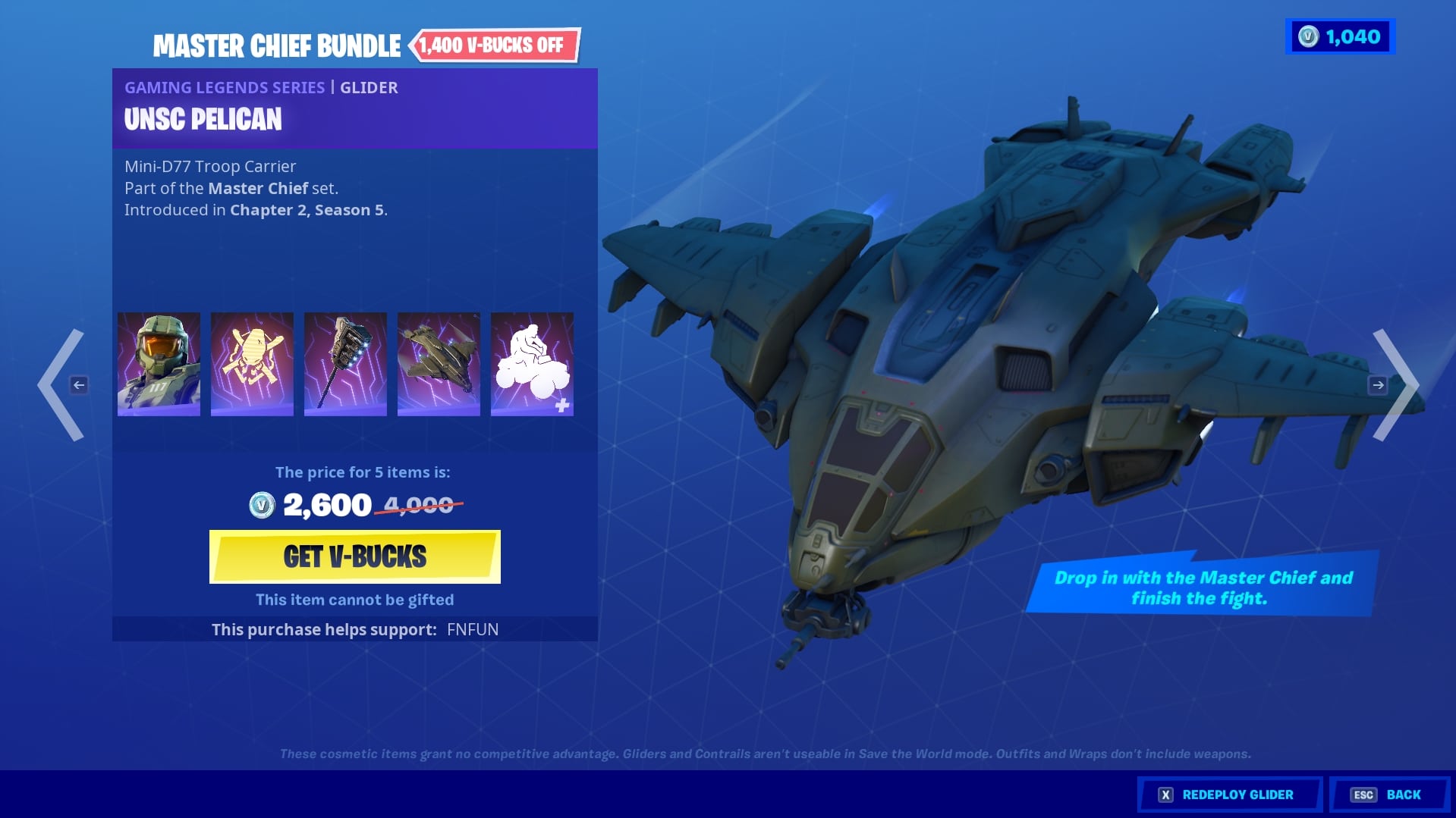 Master Chief from Halo is available in Fortnite's item shop