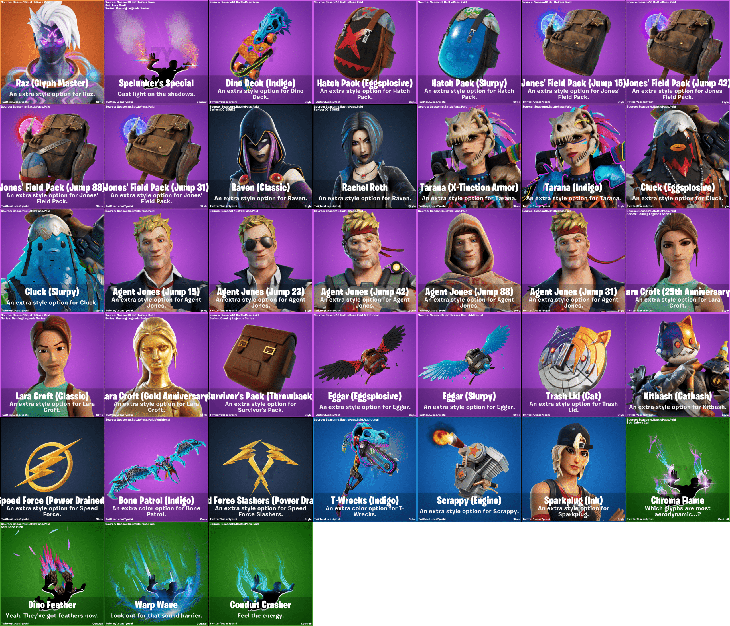 Fortnite 16.00 leaks - all the skins and other cosmetics  