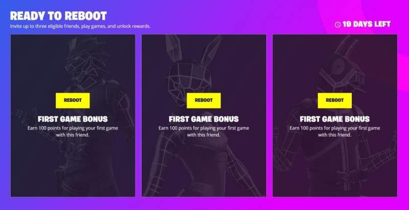 Reboot A Friend in Fortnite 2021 - how to get a free pickaxe, a glider, a wrap, and a spray