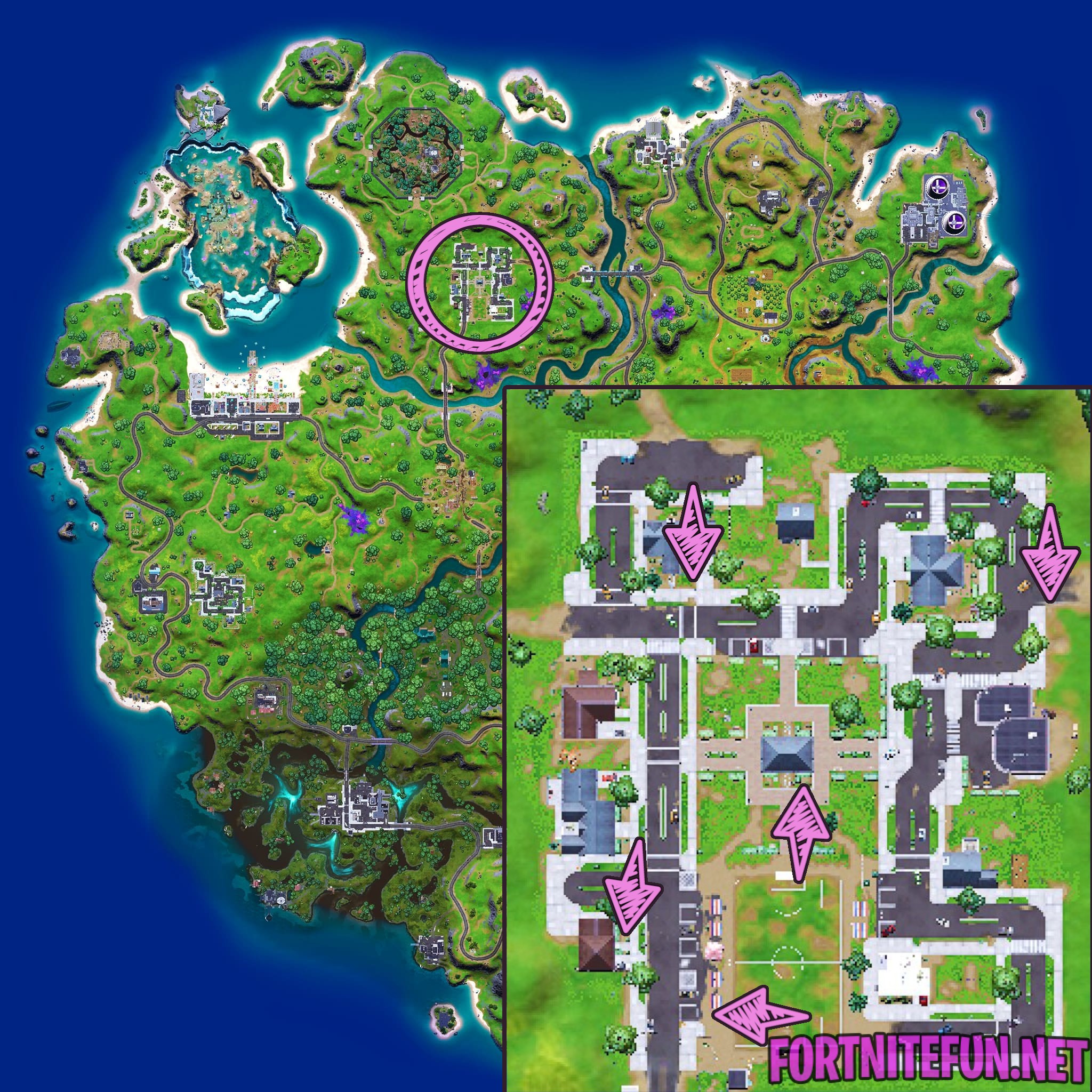 Place welcome signs in Pleasant Park and Lazy Lake - Fortnite Chapter 2 Season 7 legendary challenge  