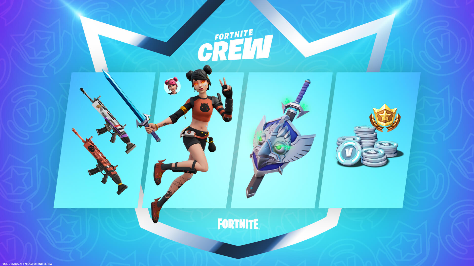 Fortnite Crew August - Summer Skye outfit  