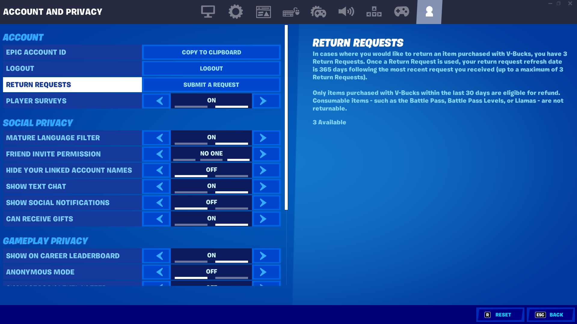 Fortnite return requests will refresh after a year  