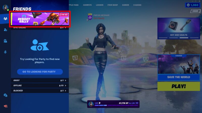 Reboot Rally Fortnite event: free glider, pickaxe, wrap and emoticon  